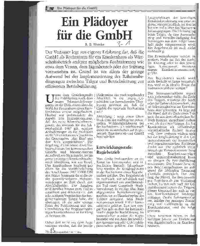 Vorschauseite 1: Ein Plädoyer für die Gesellschaft mit beschränkter Haftung (GmbH)