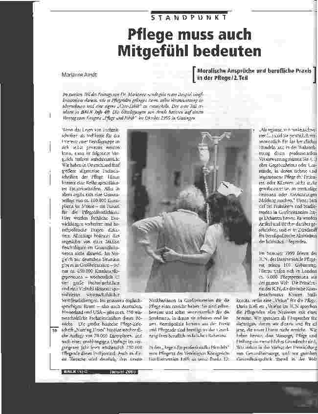 Vorschauseite 1: Pflege muss auch Mitgefühl bedeuten Moralische Ansprüche und berufliche Praxis in der Pflege / 2. Teil