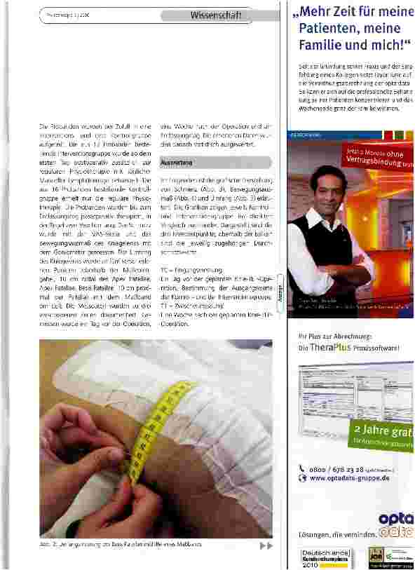 Vorschauseite 2: Pilotstudie: Effektivität der Manuellen Lymphdrainage nach Knie-Totalendoprothese