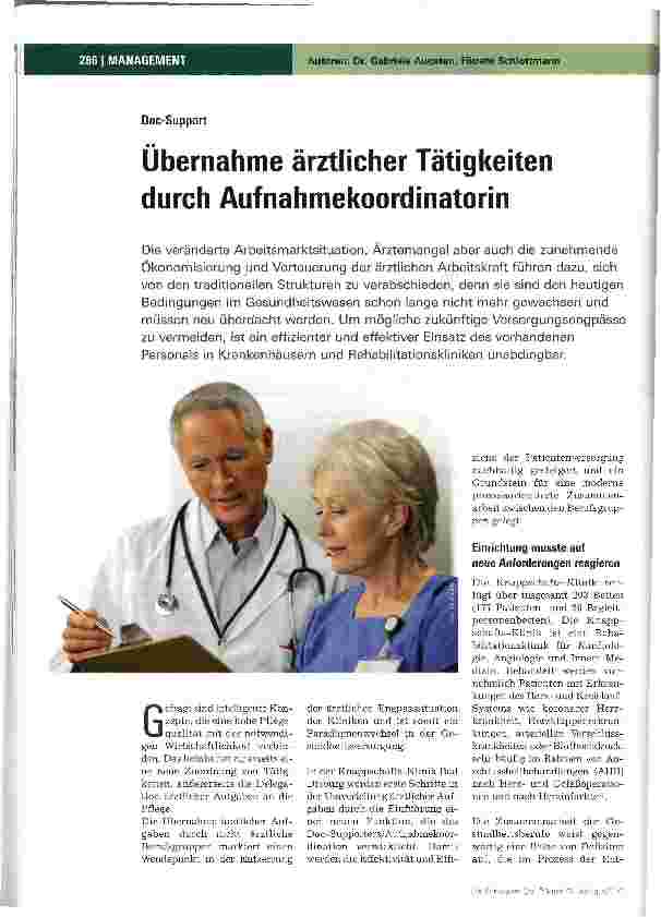 Vorschauseite 1: Übernahme ärztlicher Tätigkeiten durch Aufnahmekoordinatorin
