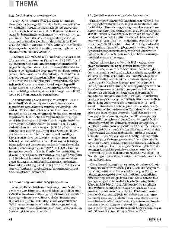 Vorschauseite 6: Der Sozialausgleich zur Flankierung von Zusatzbeiträgen im Licht von Erfahrungen aus der Schweiz