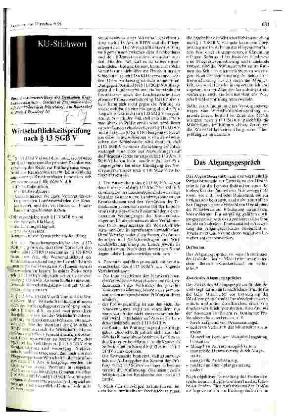 Vorschauseite 1: Wirtschaftlichkeitsprüfung nach Paragraph 13 SGB V