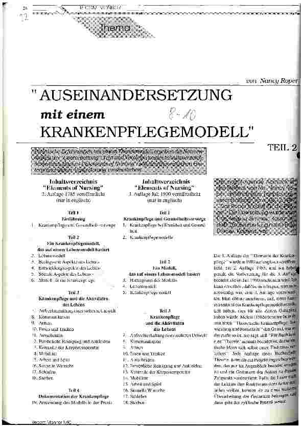 Vorschauseite 1: Auseinandersetzung mit einem Krankenpflegemodell Teil 2