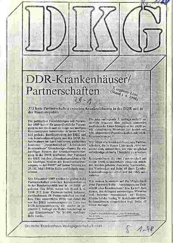 Vorschauseite 1: DDR-Krankenhäuser/ Partnerschaften