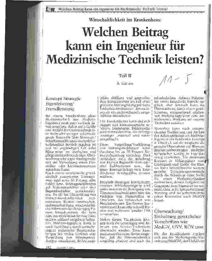 Vorschauseite 1: Welchen Beitrag kann ein Ingenieur für Medizinische Technik leisten? Teil II