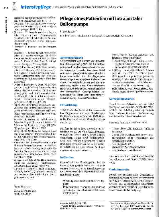 Vorschauseite 1: Pflege eines Patienten mit intraaortaler Ballonpumpe