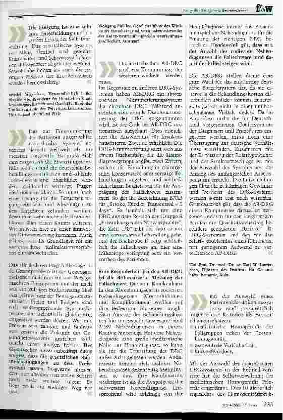 Vorschauseite 2: Ein großer Erfolg der Selbstverwaltung Die Australian Refined Diagnosis Related Groups (AR-DRG)