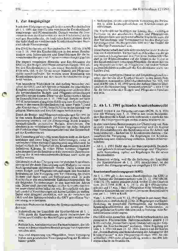 Vorschauseite 2: DKG veröffentlicht Hinweise und Empfehlungen zu den Budgetund Pflegesatzverhandlungen 1991 in den neuen Bundesländern