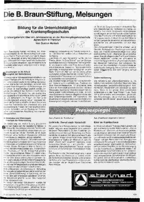 Vorschauseite 1: Bildung für die Unterrichtstätigkeit an Krankenpflegeschulen
