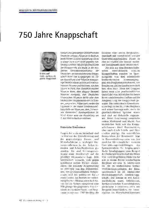 Vorschauseite 1: 750 Jahre Knappschaft
