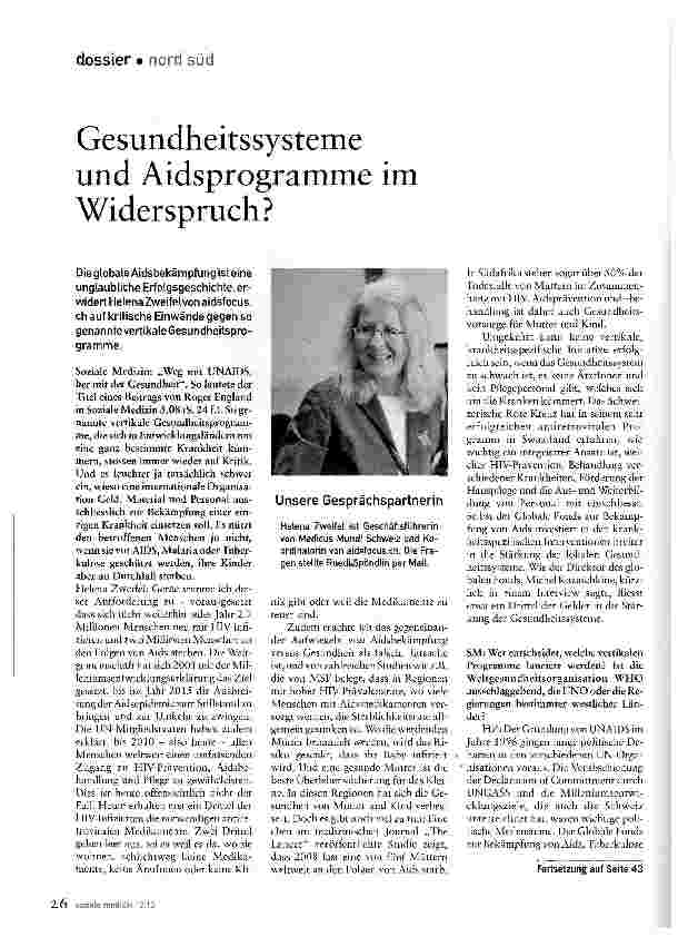 Vorschauseite 1: Gesundheitssysteme und Aidsprogramme im Widerspruch?