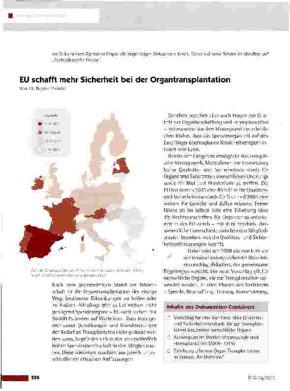 Vorschauseite 1: EU schafft mehr Sicherheit bei der Organtransplantation