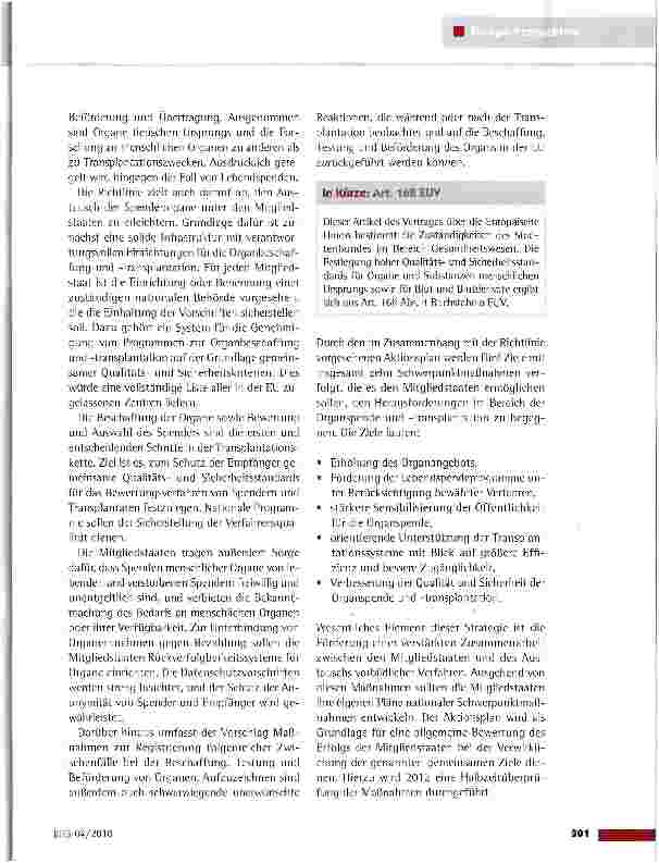 Vorschauseite 2: EU schafft mehr Sicherheit bei der Organtransplantation