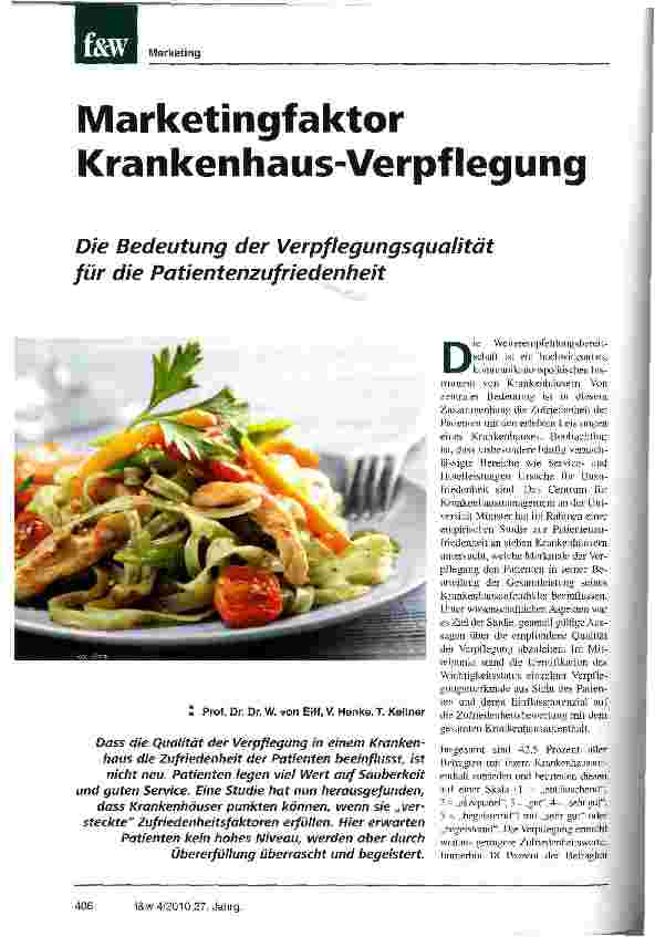 Vorschauseite 1: Marketingfaktor Krankenhaus-Verpflegung