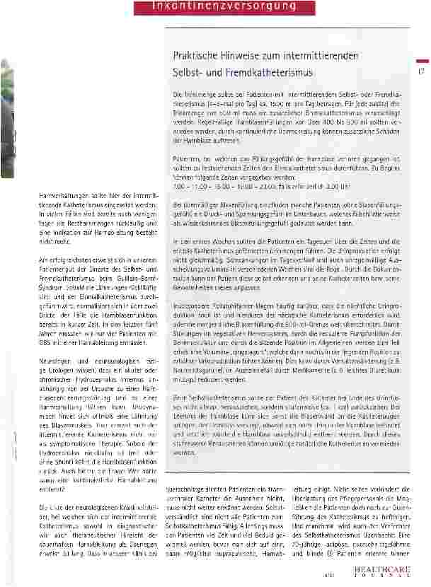 Vorschauseite 4: Chancen des intermittierenden Selbstoder Fremdkatheterismus