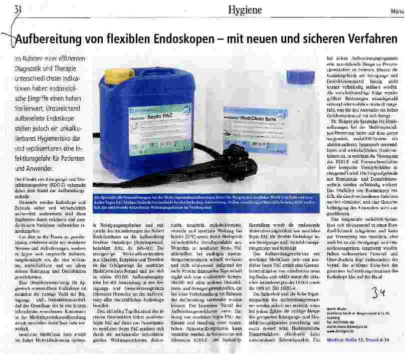 Vorschauseite 1: Aufbereitung von flexiblen Endoskopen - mit neuen und sicheren Verfahren