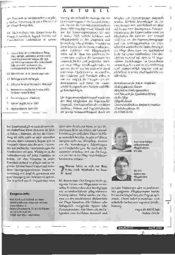 Vorschauseite 2: Standards zur Dekubitusprophylaxe Konsensus-Konferenz legt Zeitplan für Umsetzung fest