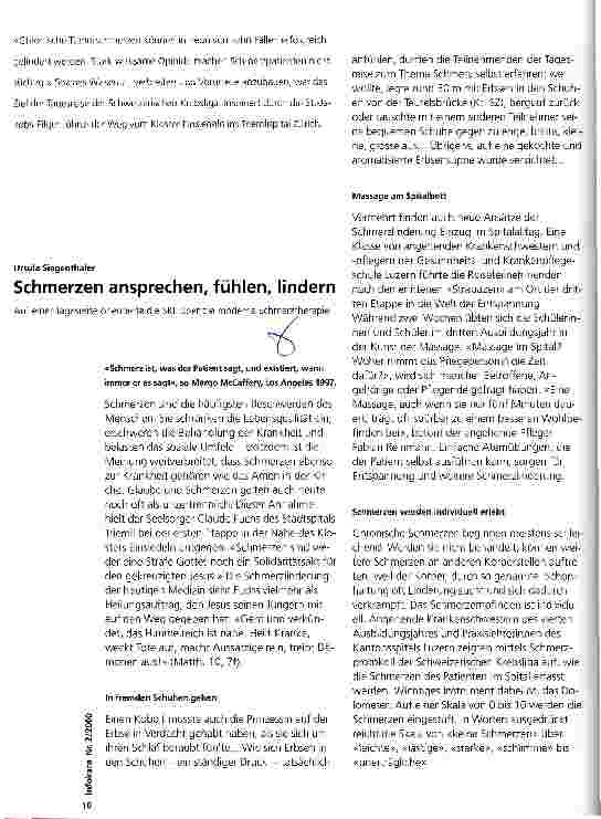Vorschauseite 1: Schmerzen ansprechen, fühlen, lindern Auf einer Tagesreise orientierte die SKL über die moderne Schmerztherpie