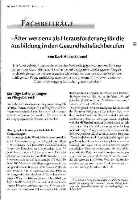 Vorschauseite 1: Älter werden als Herausforderung für die Ausbildung in den Gesundheitsfachberufen