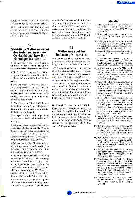 Vorschauseite 4: Empfehlung zur Prävention und Kontrolle von Methicillin-resistenten Staphylococcus-aureus-Stämmen (MRSA) in Krankenhäusern und andere medizinischen Einrichtungen
