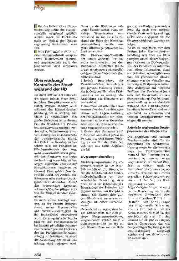 Vorschauseite 2: Anlage, Komplikationen und Pflege des Shunt 3. Teil: Vermeidung von Komplikationen