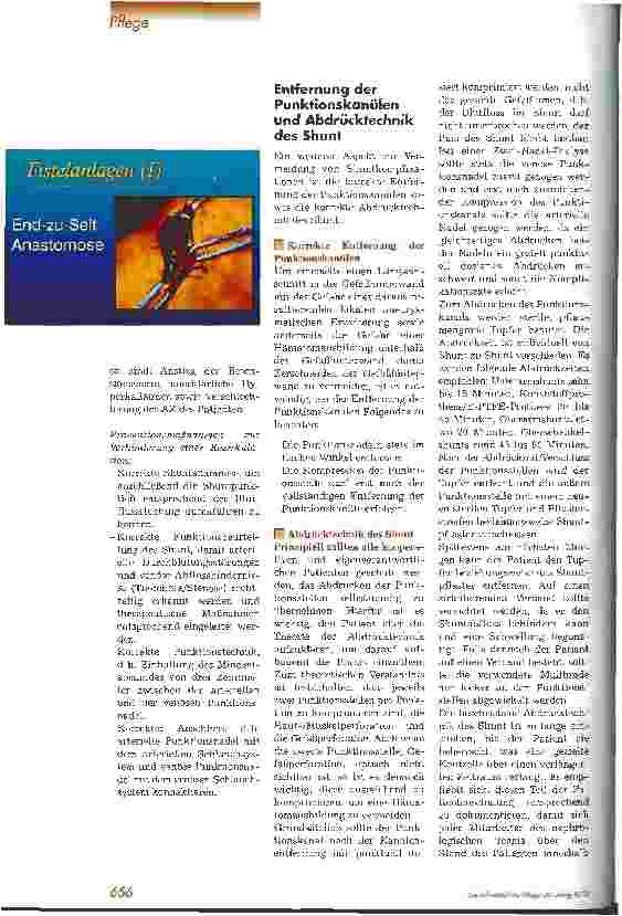Vorschauseite 4: Anlage, Komplikationen und Pflege des Shunt 3. Teil: Vermeidung von Komplikationen