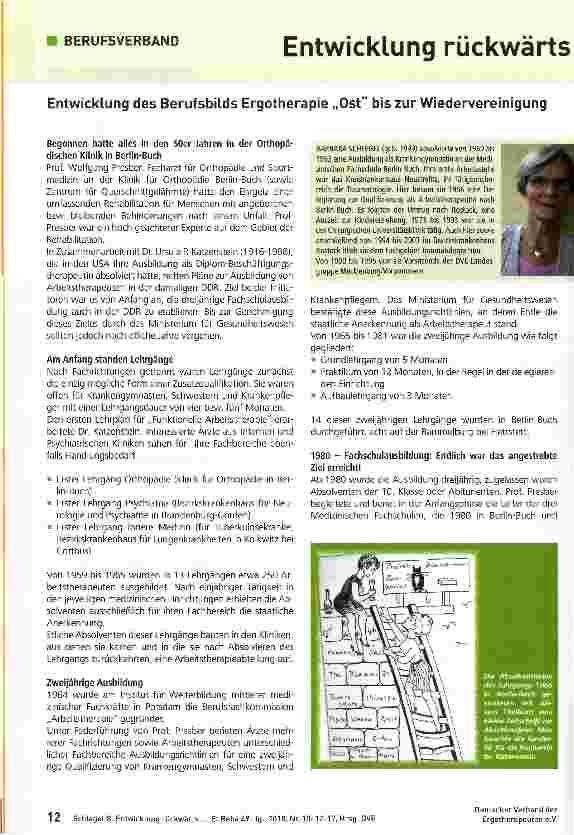 Vorschauseite 1: Entwicklung des Berufsbilds Ergotherapie „Ost bis zur Wiedervereinigung
