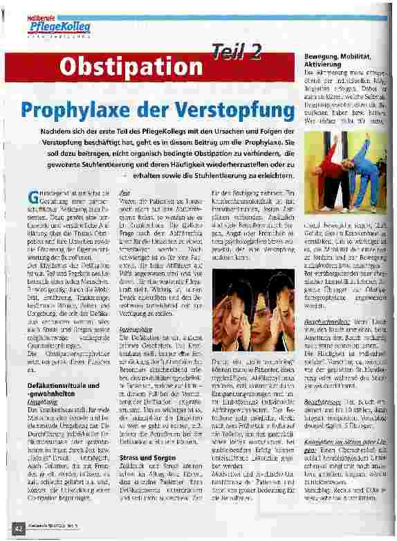 Vorschauseite 1: Obstipation Teil 2: Prophylaxe der Verstopfung