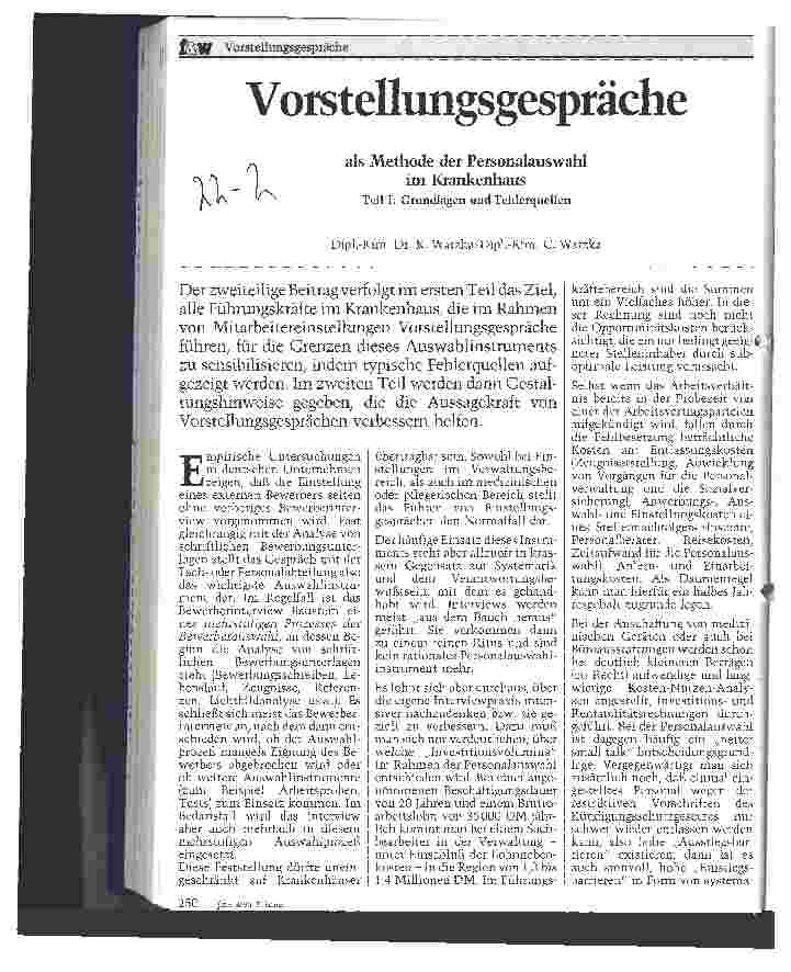 Vorschauseite 1: Vorstellungsgespräche als Methode der Personalauswahl im Krankenhaus Teil 1: Grundlagen und Fehlerquellen