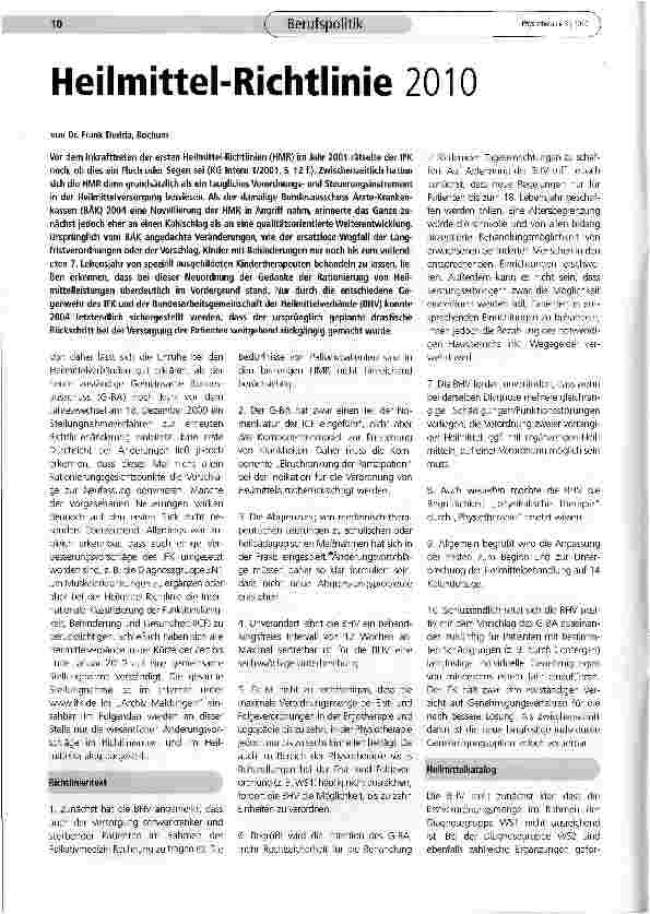 Vorschauseite 1: Heilmittel-Richtlinie 2010