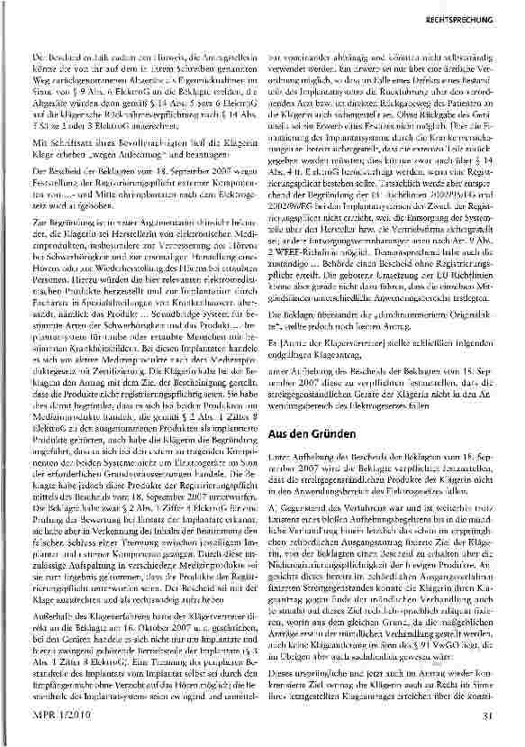 Vorschauseite 4: Die Verpflichtung zur Registrierung externer Systemteile eines implantierten Medizinprodukts nach dem Elektrogesetz
