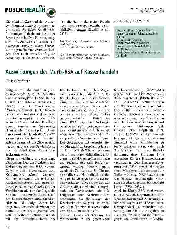 Vorschauseite 1: Auswirkungen des Morbi-RSA auf Kassenhandeln