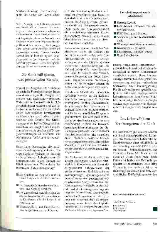 Vorschauseite 2: Kliniklaboratorien im Ausverkauf