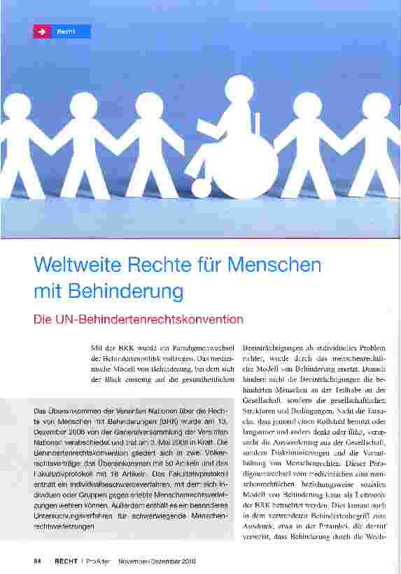 Vorschauseite 1: Weltweite Rechte für Menschen mit Behinderung