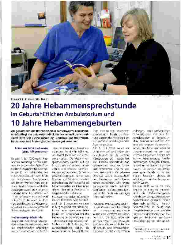 Vorschauseite 1: 20 Jahre Hebammensprechstunde im Geburtshilflichen Ambulatorium und 10 Jahre Hebammengeburten
