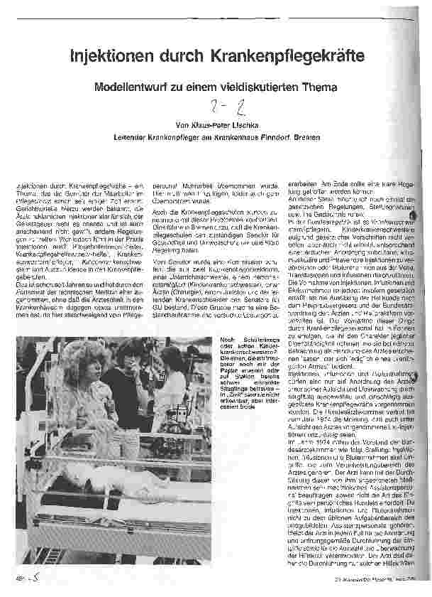 Vorschauseite 1: Injektionen durch Krankenpflegekräfte Modellentwurf zu einem vieldiskutierten Thema