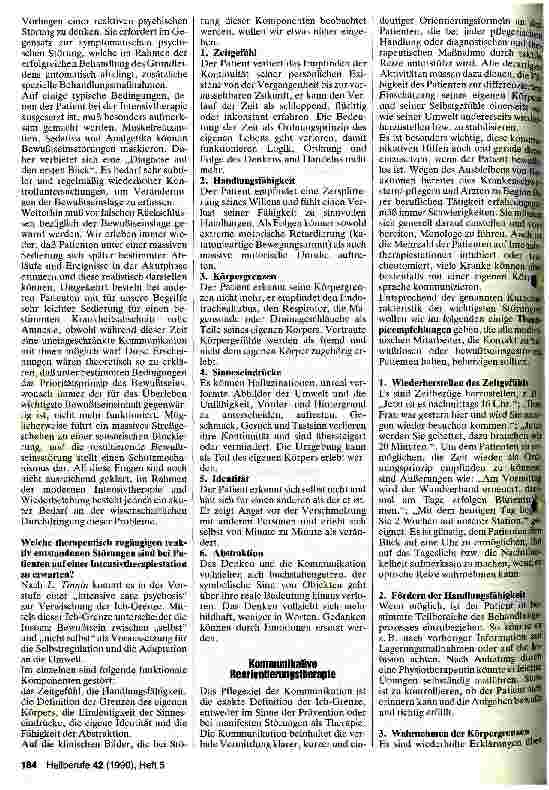 Vorschauseite 2: Zur Kommunikation mit bewußtseinsgestörten Patienten