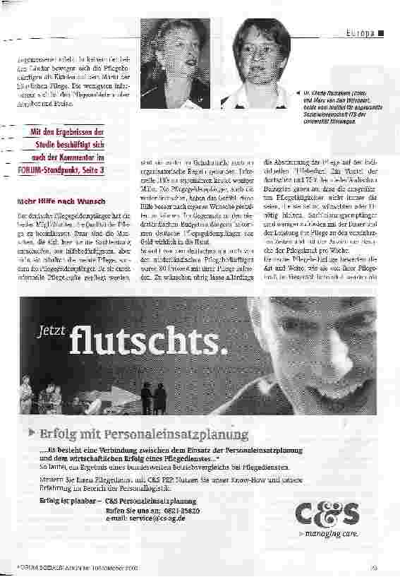 Vorschauseite 2: Kunden & Kwaliteit ITS-Studie zur häuslichen Pflege in der Euregio Rhein-Mass-Nord