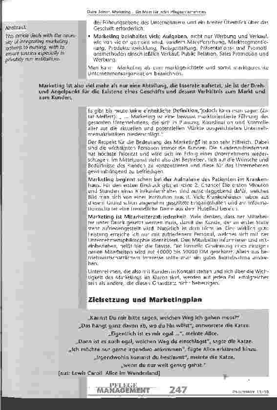 Vorschauseite 2: Marketing - ein muss für jedes Pflegeunternehmen