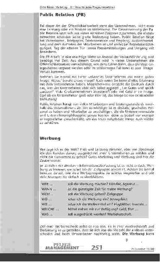 Vorschauseite 6: Marketing - ein muss für jedes Pflegeunternehmen