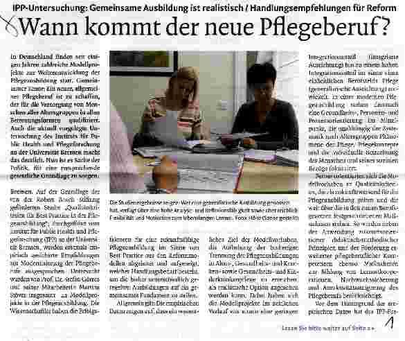 Vorschauseite 1: Wann kommt der neue Pflegeberuf?