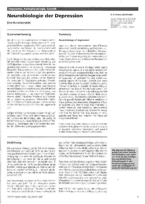 Vorschauseite 1: Neurobiologie der Depression