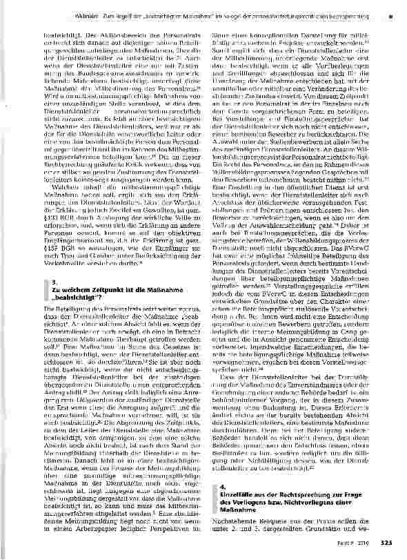 Vorschauseite 2: Zum Begriff der „beabsichtigten Maßnahme (§69 Abs. 1 BPersVG) im Spiegel der personal vertretungsrechtlichen Rechtsprechung
