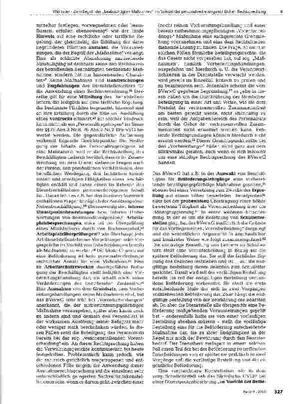 Vorschauseite 4: Zum Begriff der „beabsichtigten Maßnahme (§69 Abs. 1 BPersVG) im Spiegel der personal vertretungsrechtlichen Rechtsprechung