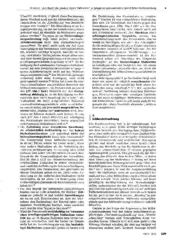 Vorschauseite 6: Zum Begriff der „beabsichtigten Maßnahme (§69 Abs. 1 BPersVG) im Spiegel der personal vertretungsrechtlichen Rechtsprechung