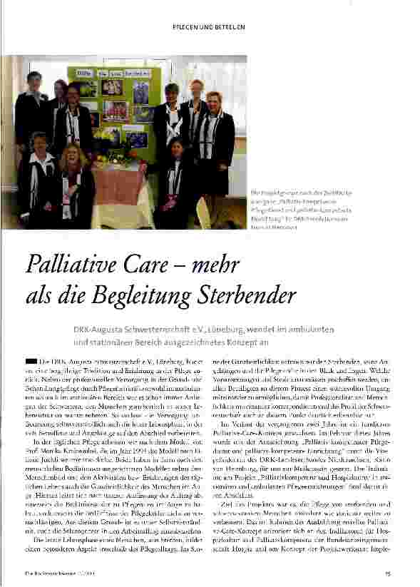 Vorschauseite 1: Palliative Care - mehr als die Begleitung Sterbender