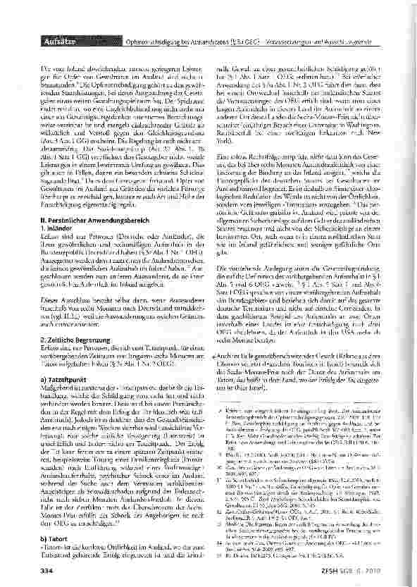 Vorschauseite 2: Opferentschädigung bei Auslandstaten (§3a OEG) -Voraussetzungen und Ausschlussgründe