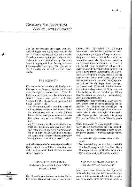 Vorschauseite 1: OPERATIVE FOKUSSANIERUNG -WAS IST „ BEST EVIDENCE?