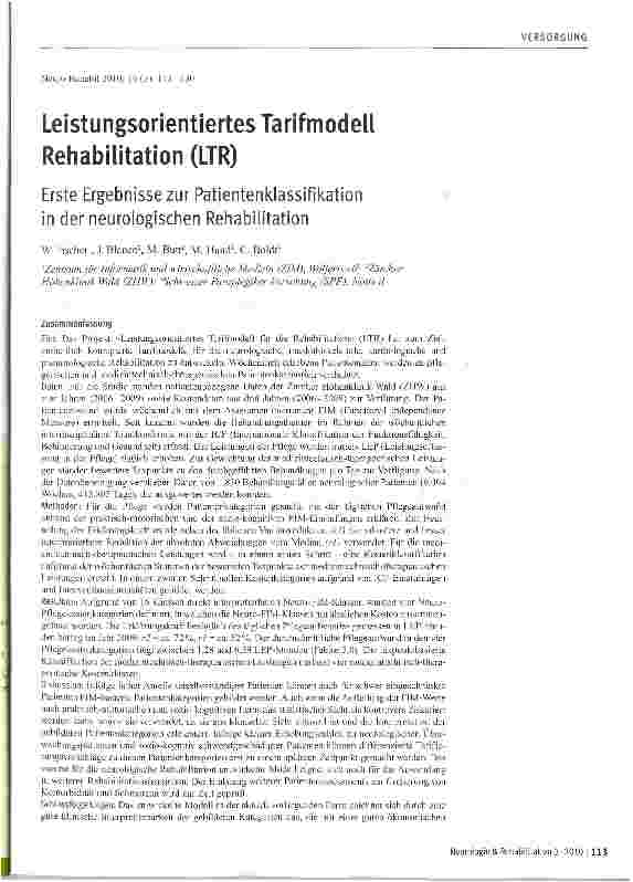 Vorschauseite 1: Leistungsorientiertes Tarifmodell Rehabilitation (LTR)