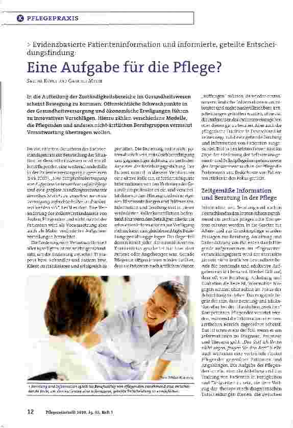 Vorschauseite 1: Eine Aufgabe für die Pflege?